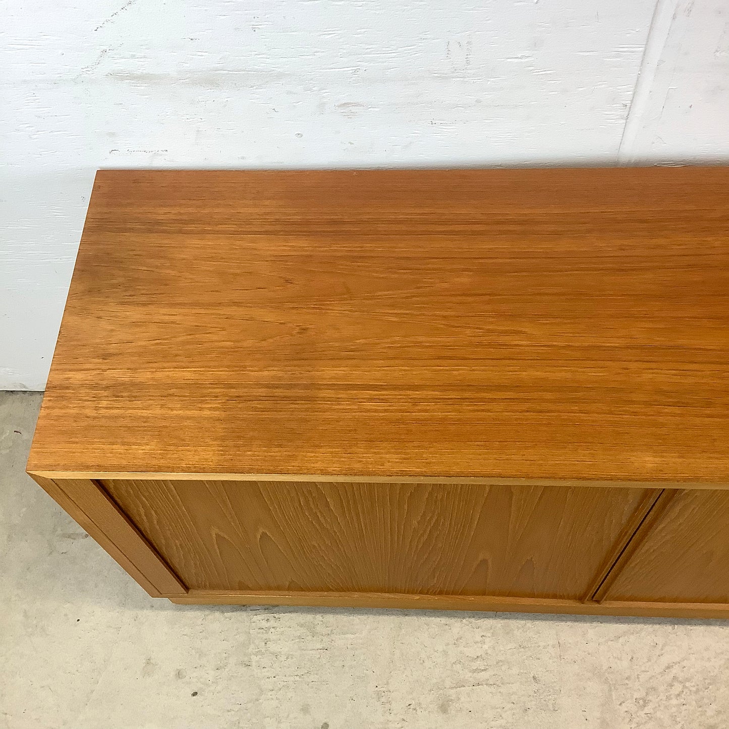 Scandinavian Modern Teak Credenza With Tambour Doors