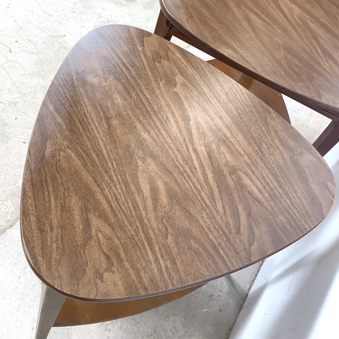 Pair of Two-Tier Triangular End Tables | Mid-Century Modern