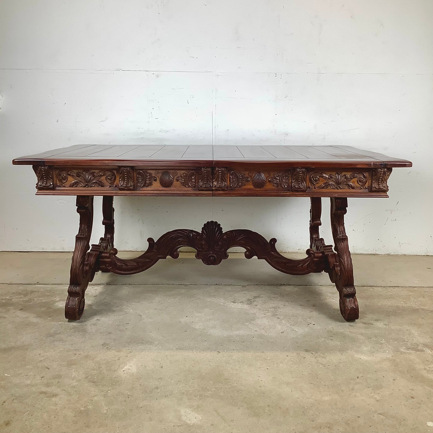 Spanish Revival Carved Extension Dining Table by Berkey & Gay