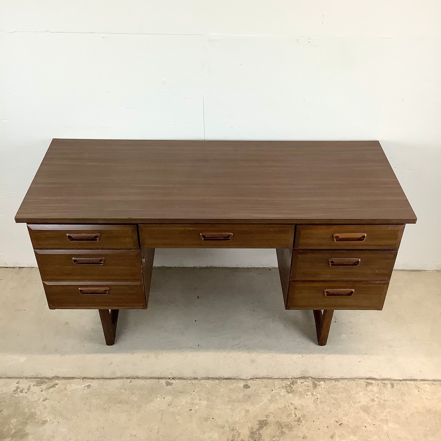 Mid-Century Six Drawer Writing Desk