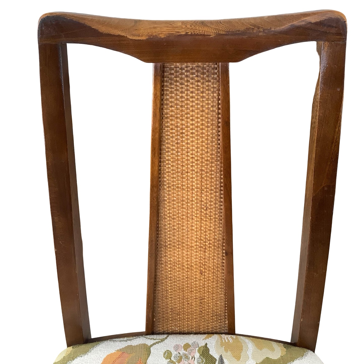 Vintage Mid-Century Modern Walnut & Cane Dining Chairs - Set of 6