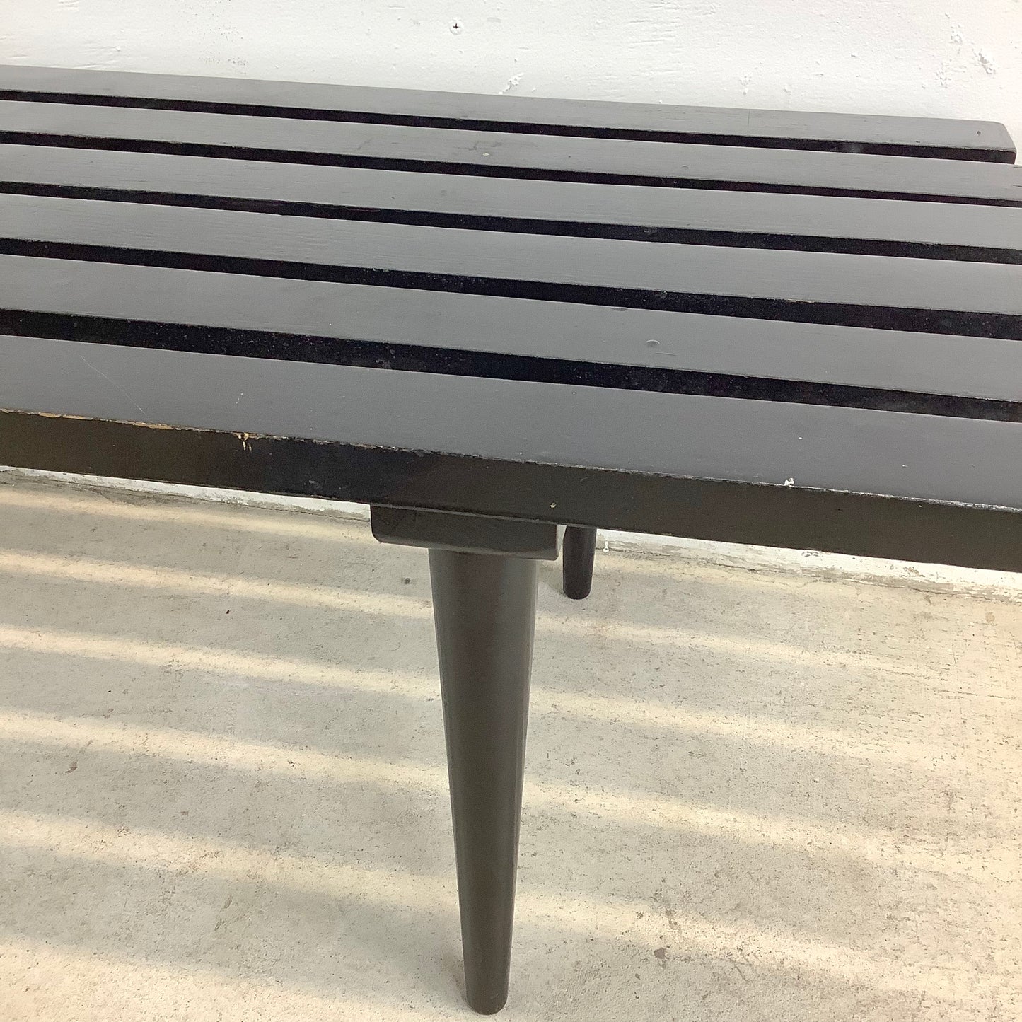 Vintage Modern Black Slat Coffee Table or Bench