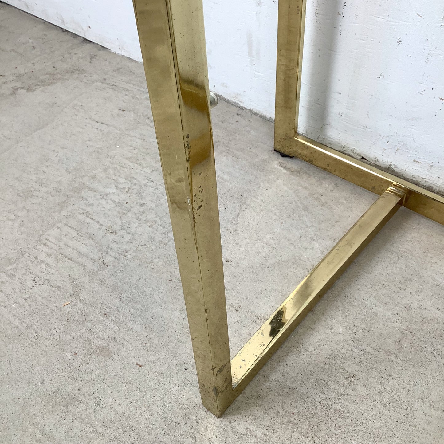 Architectural Brass and Glass Display Shelf, Vintage Modern