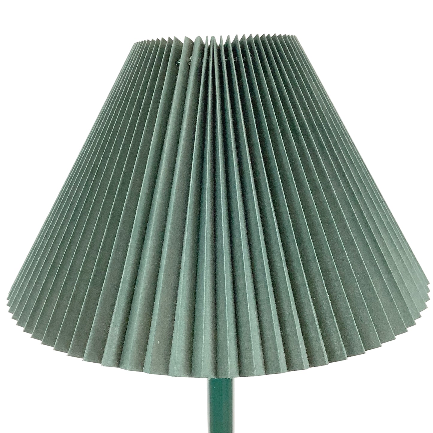 Vintage Hunter Green Brass Lamp, Pleated Fabric Shade, Traditional Hollywood Regency