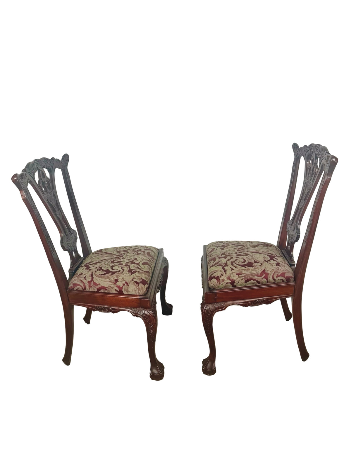 Set of 4 Chippendale-Style Mahogany Dining Chairs with Carved Ball-and-Claw Feet