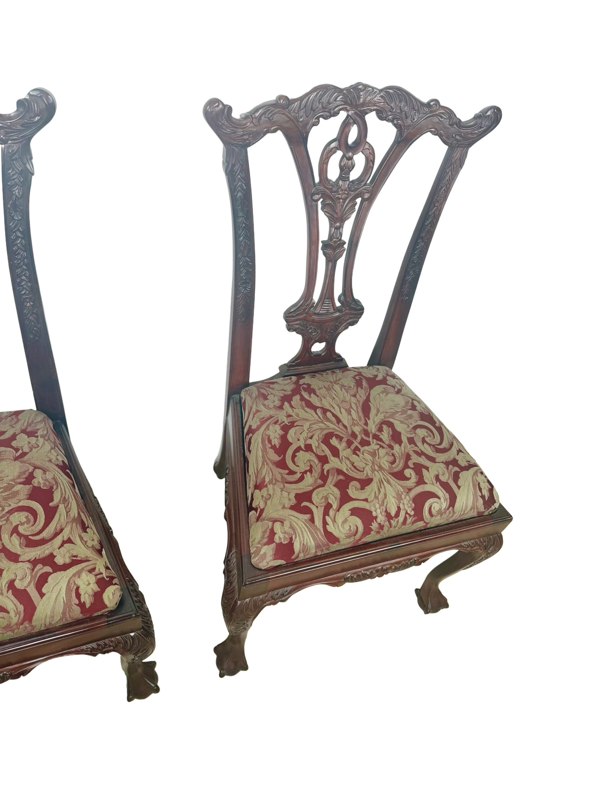 Set of 4 Chippendale-Style Mahogany Dining Chairs with Carved Ball-and-Claw Feet