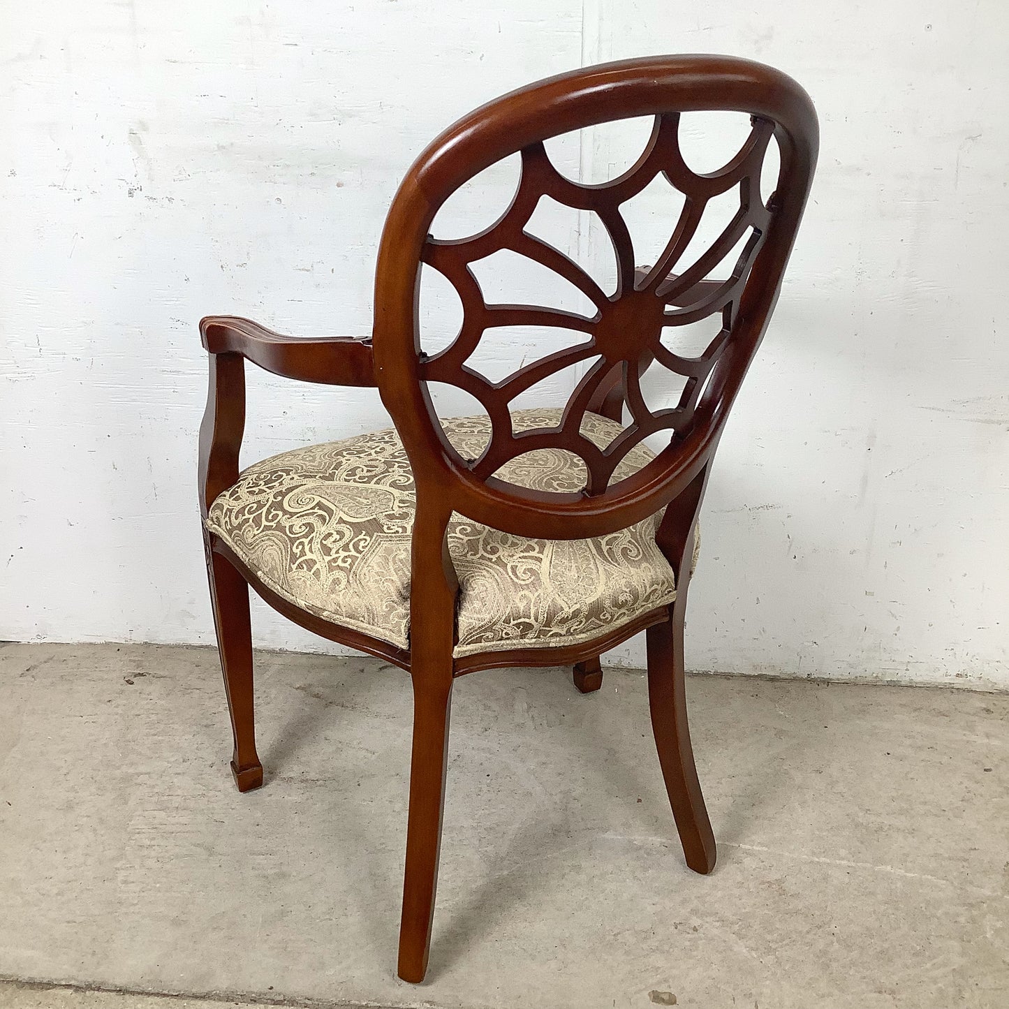 Hepplewhite Spider Back Mahogany Armchair | Upholstered Seat | Late 20th Century
