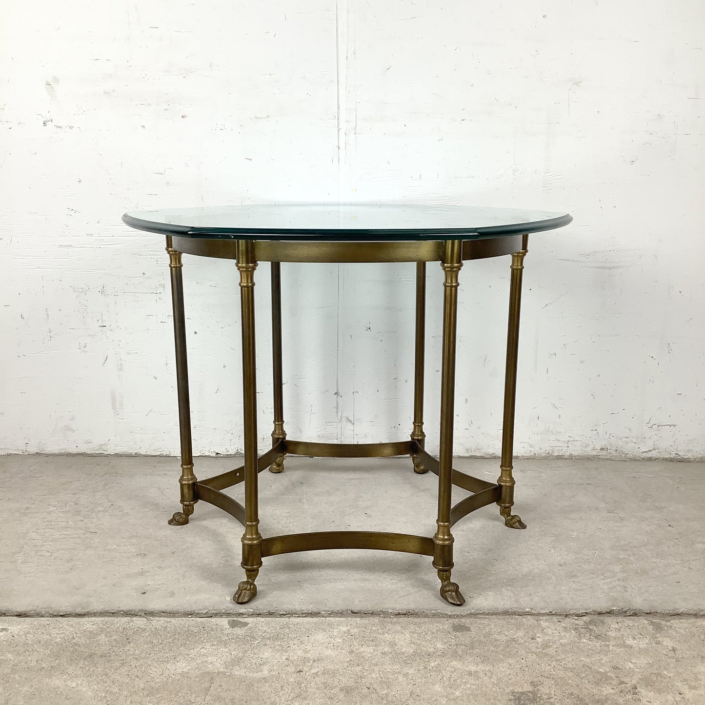Vintage Brass & Octagonal Glass Accent Side Table in the Style of La Barge