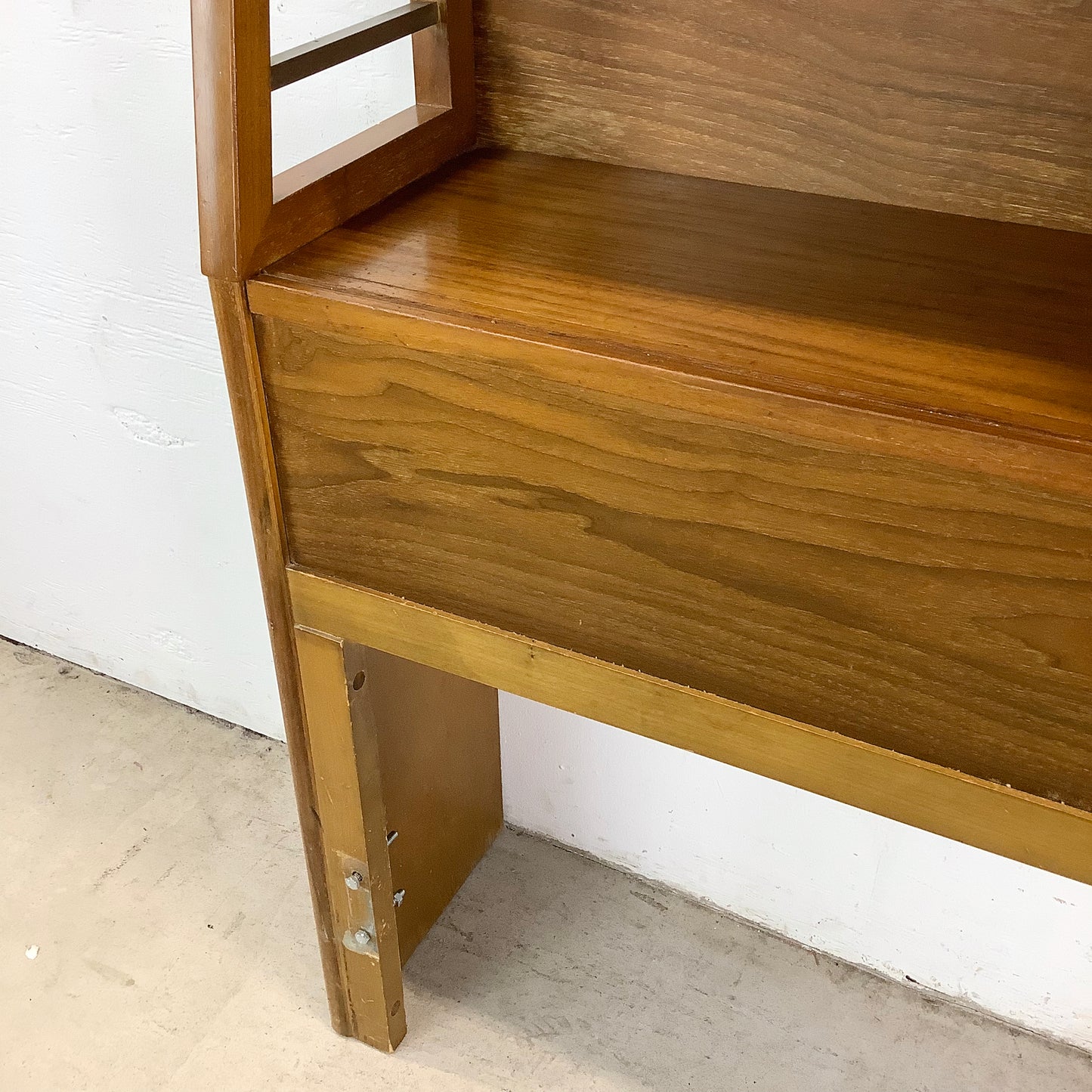 Full Size Mid-Century Walnut Storage Headboard