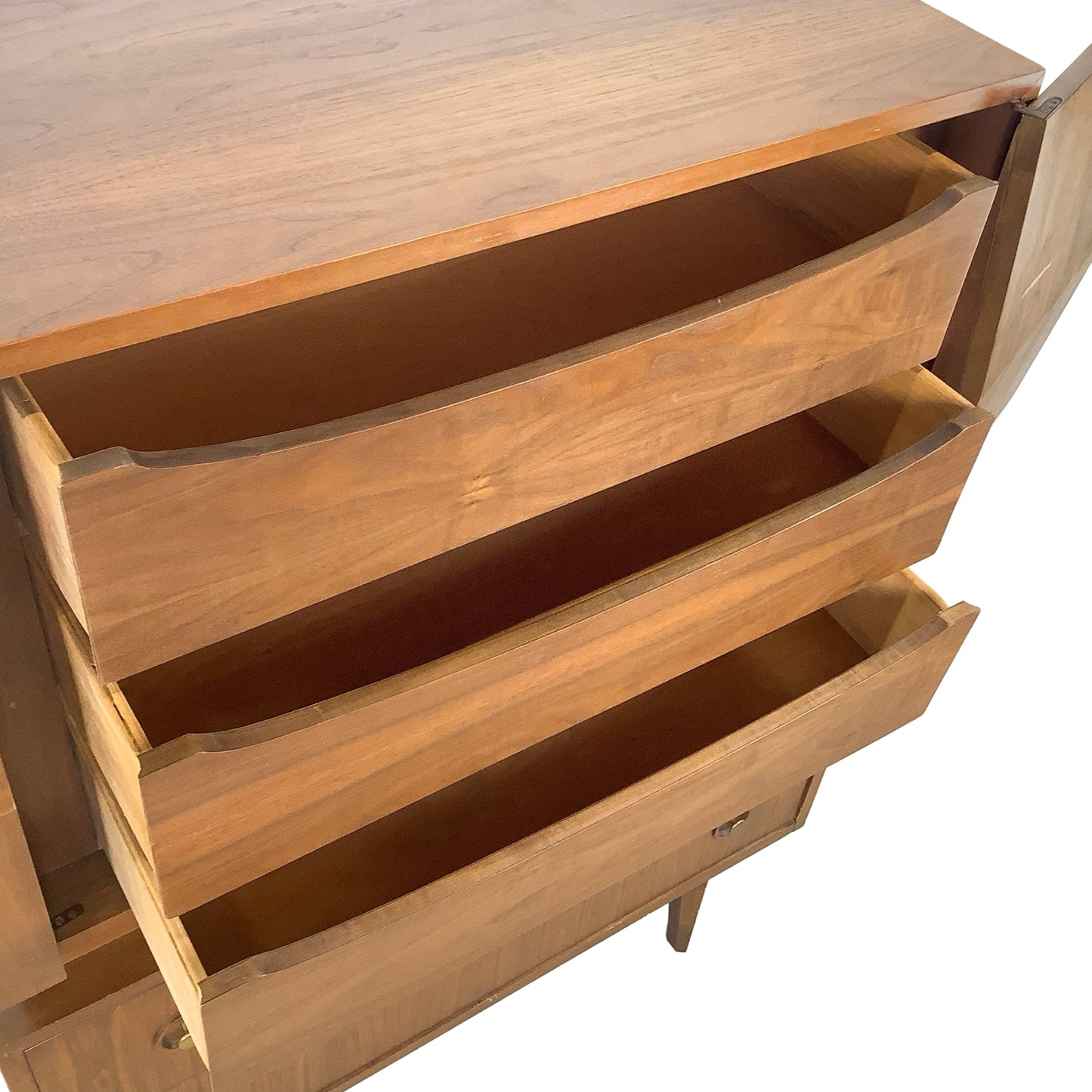 Merton Gershun for American of Martinsville "Harlequin" Walnut Mid-Century Modern Highboy Gentleman's Chest Dresser