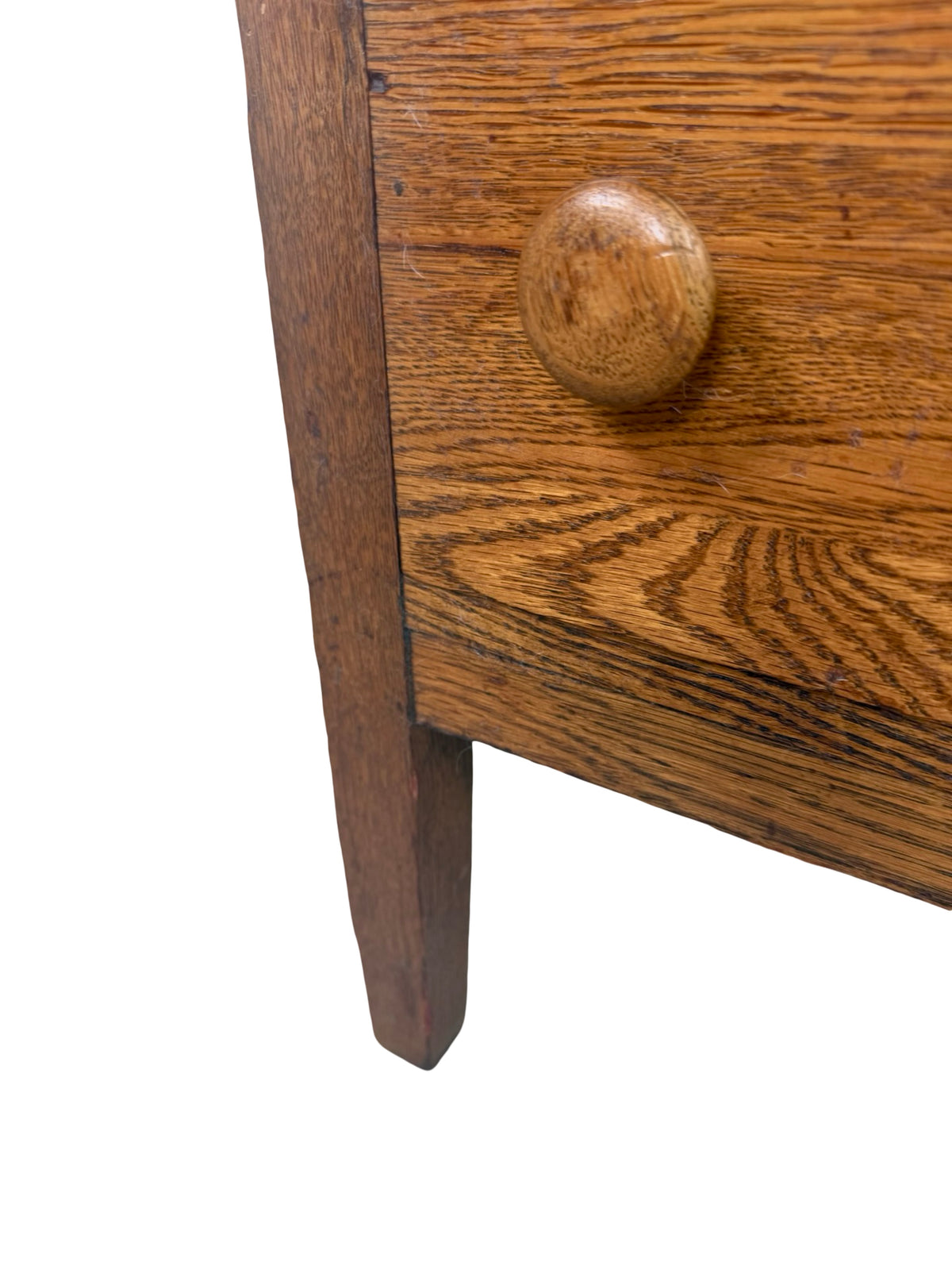 Antique Early 1900s Oak Five-Drawer Tall Chest of Drawers