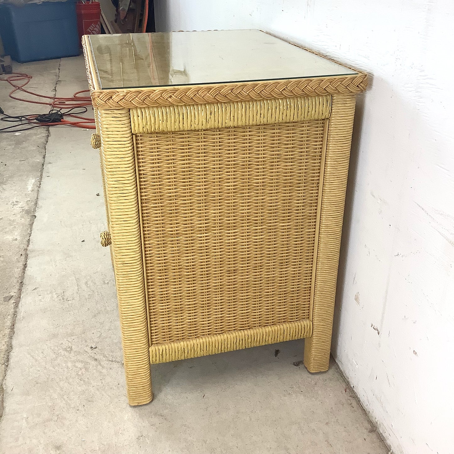 Vintage "Wicker" Two Drawer Nightstand by Henry Link