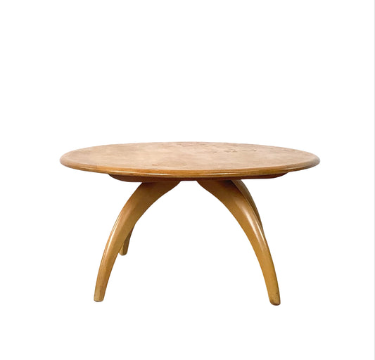 Heywood-Wakefield Solid Birch Lazy Susan Revolving Coffee Table (Wheat Finish)
