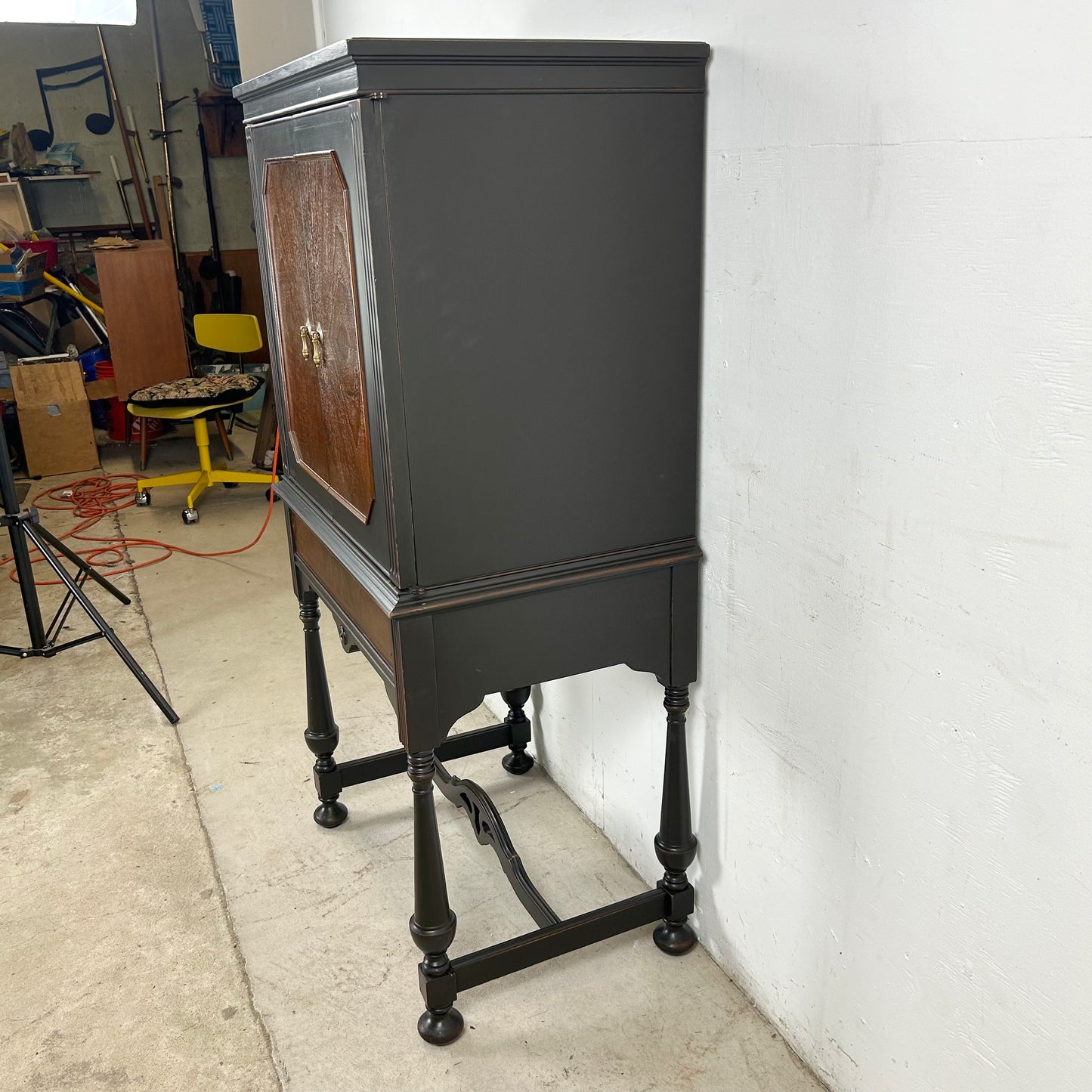 Tall Traditional Modern Bar Cabinet With Dropfront