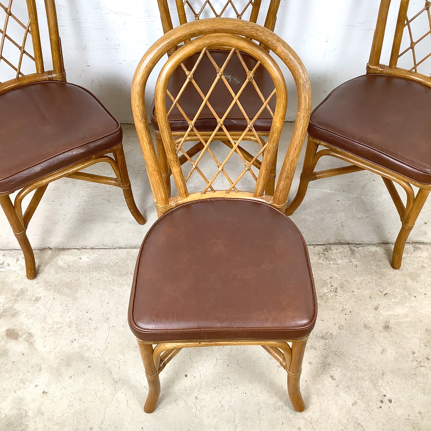 Set of Four Vintage Rattan Dining Chairs