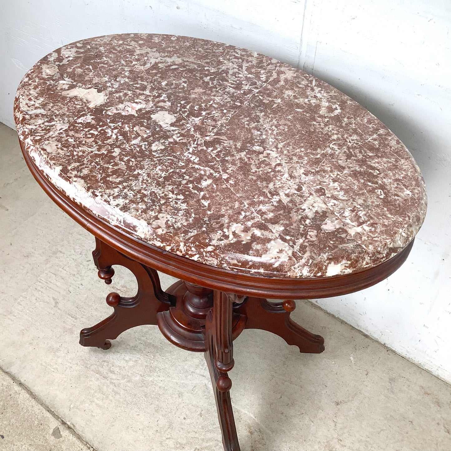 Victorian Revival Marble Top Center Table