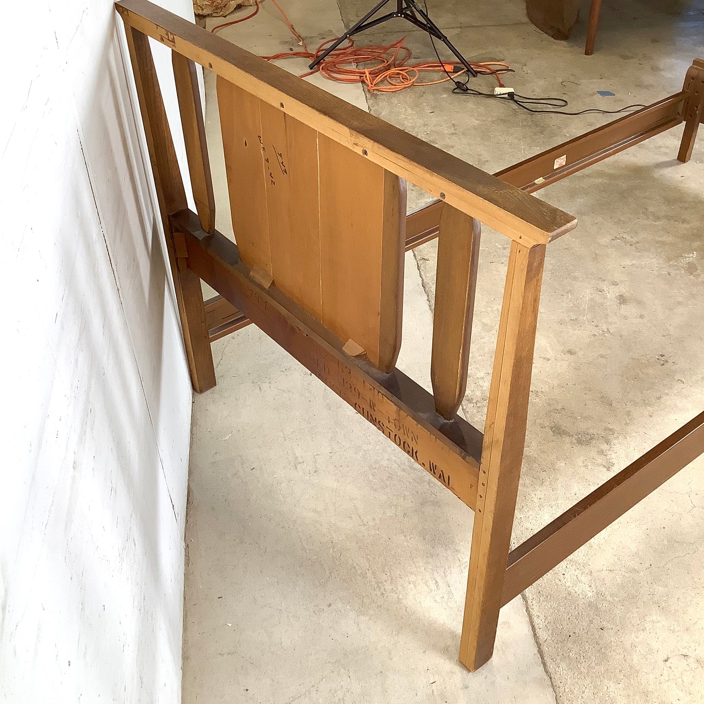 Mid-Century Walnut Twin Bed Frame – Vintage Modern Design