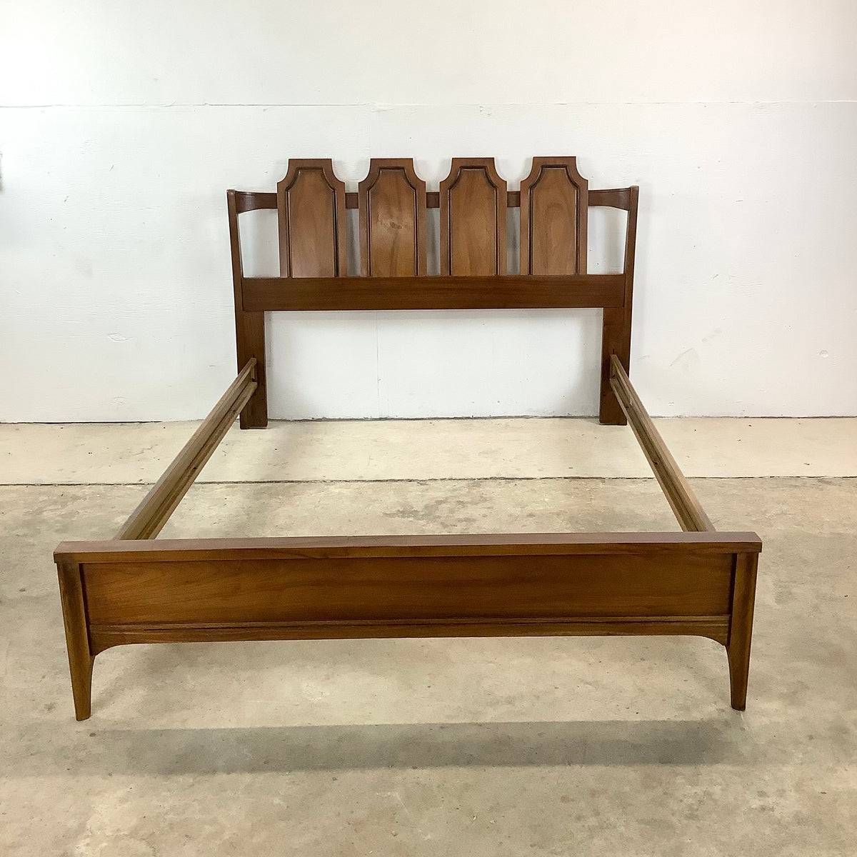 Vintage Walnut Mid-Century Modern Full Bed Frame