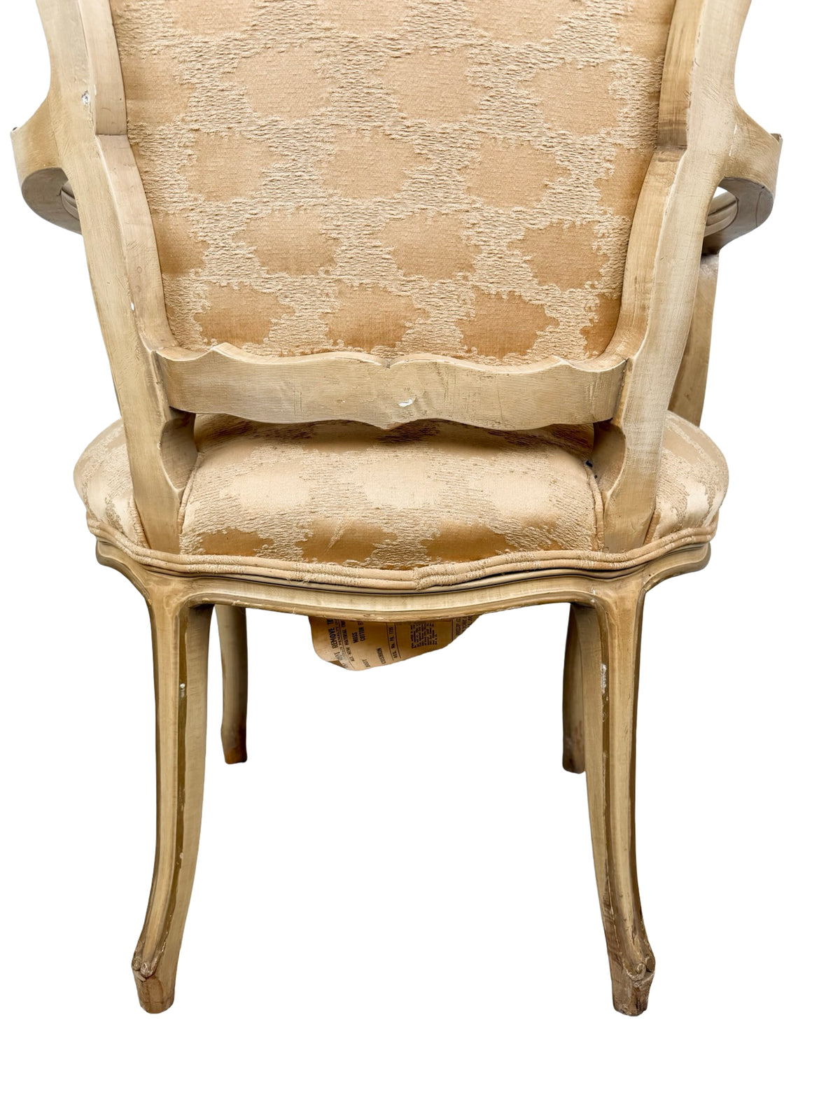 Vintage Louis XV Revival Armchair with Painted Frame, Tufted Back and Damask Seat