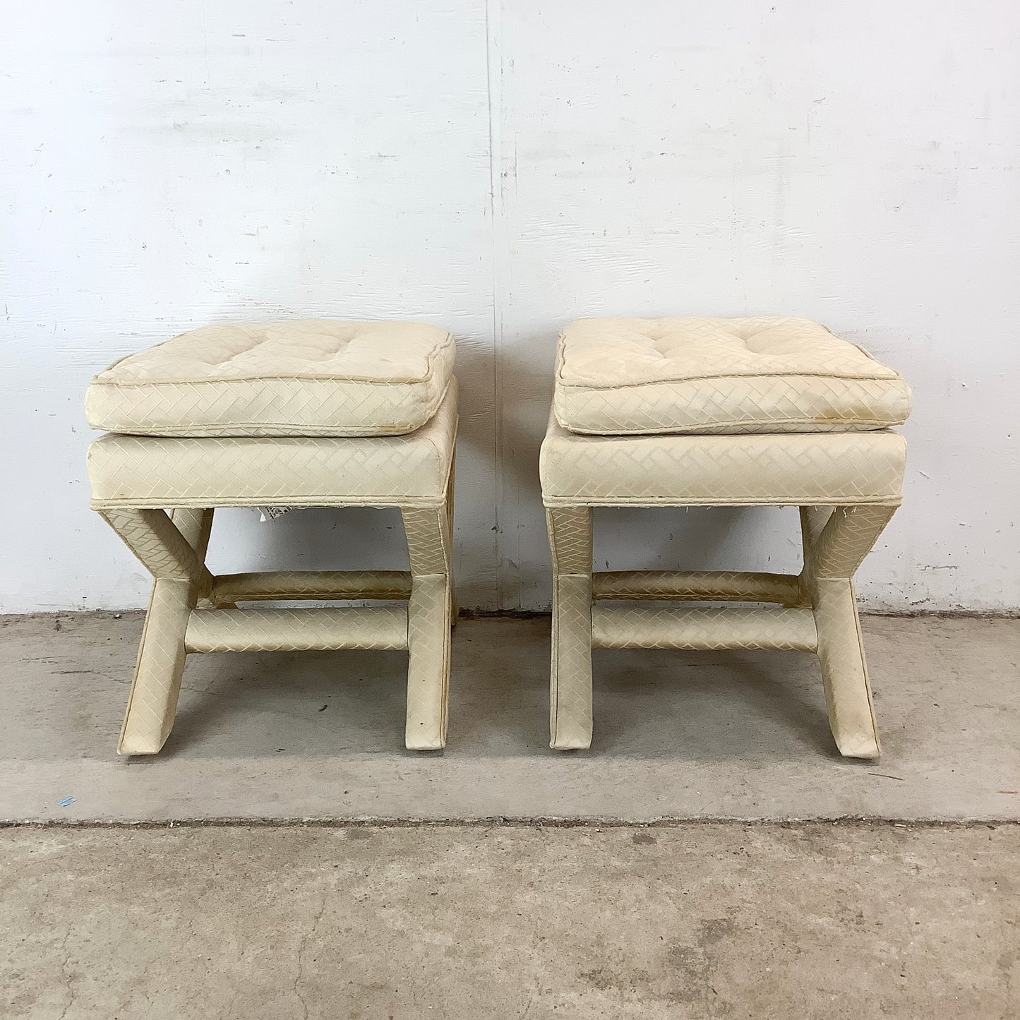 Pair Vintage X-Base Regency Benches