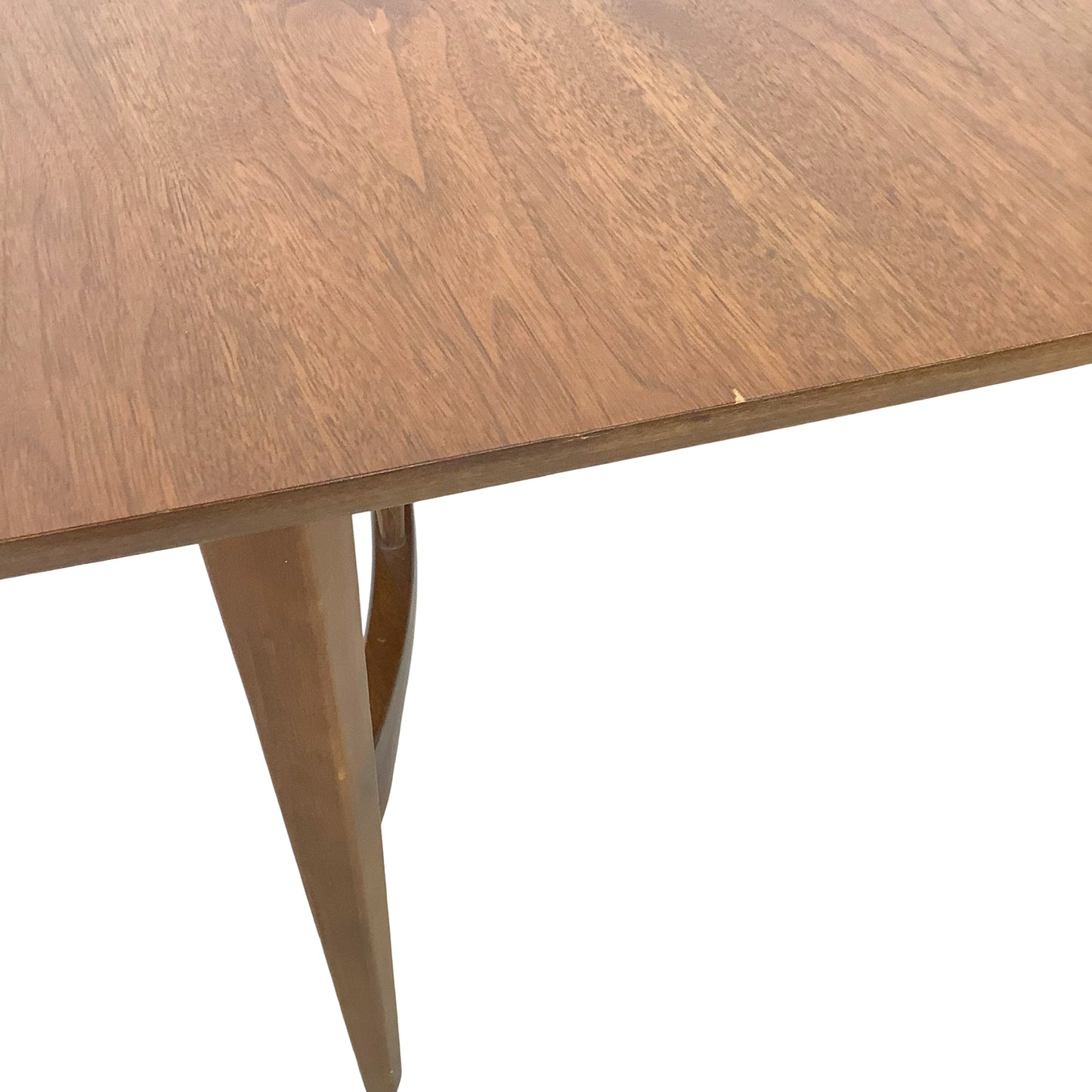 Mid-Century Walnut Spindle Trestle Dining Table w/ Leaves