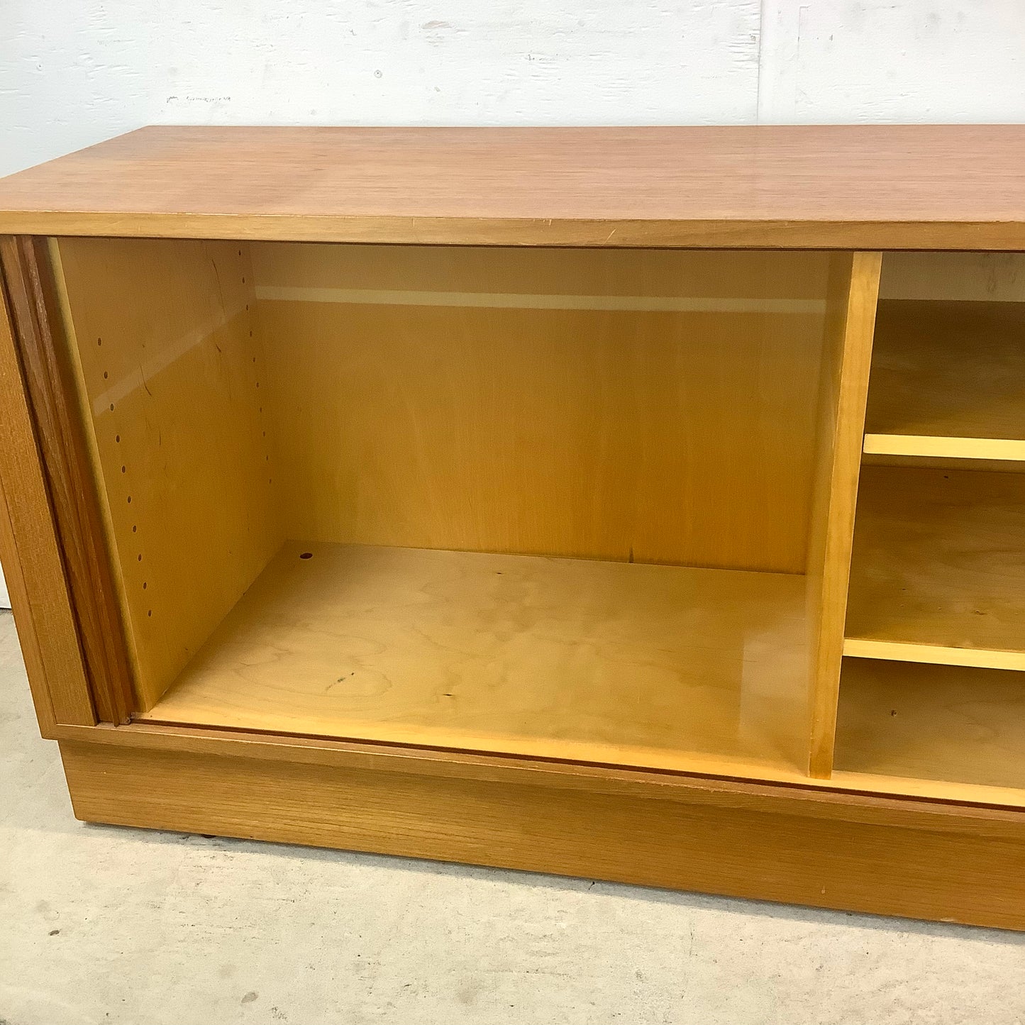 Scandinavian Modern Teak Credenza With Tambour Doors
