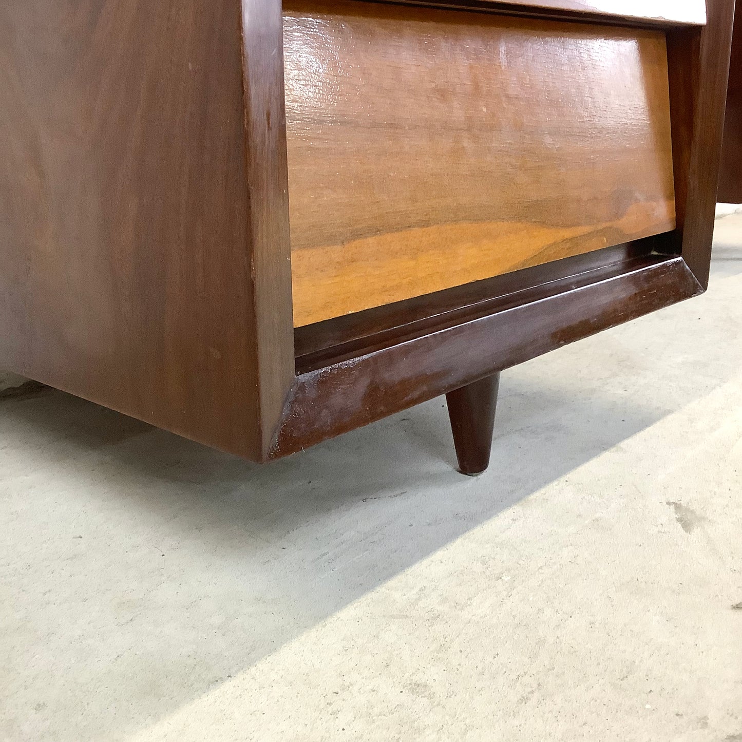 Mid-Century Vanity & Mirror With Stool