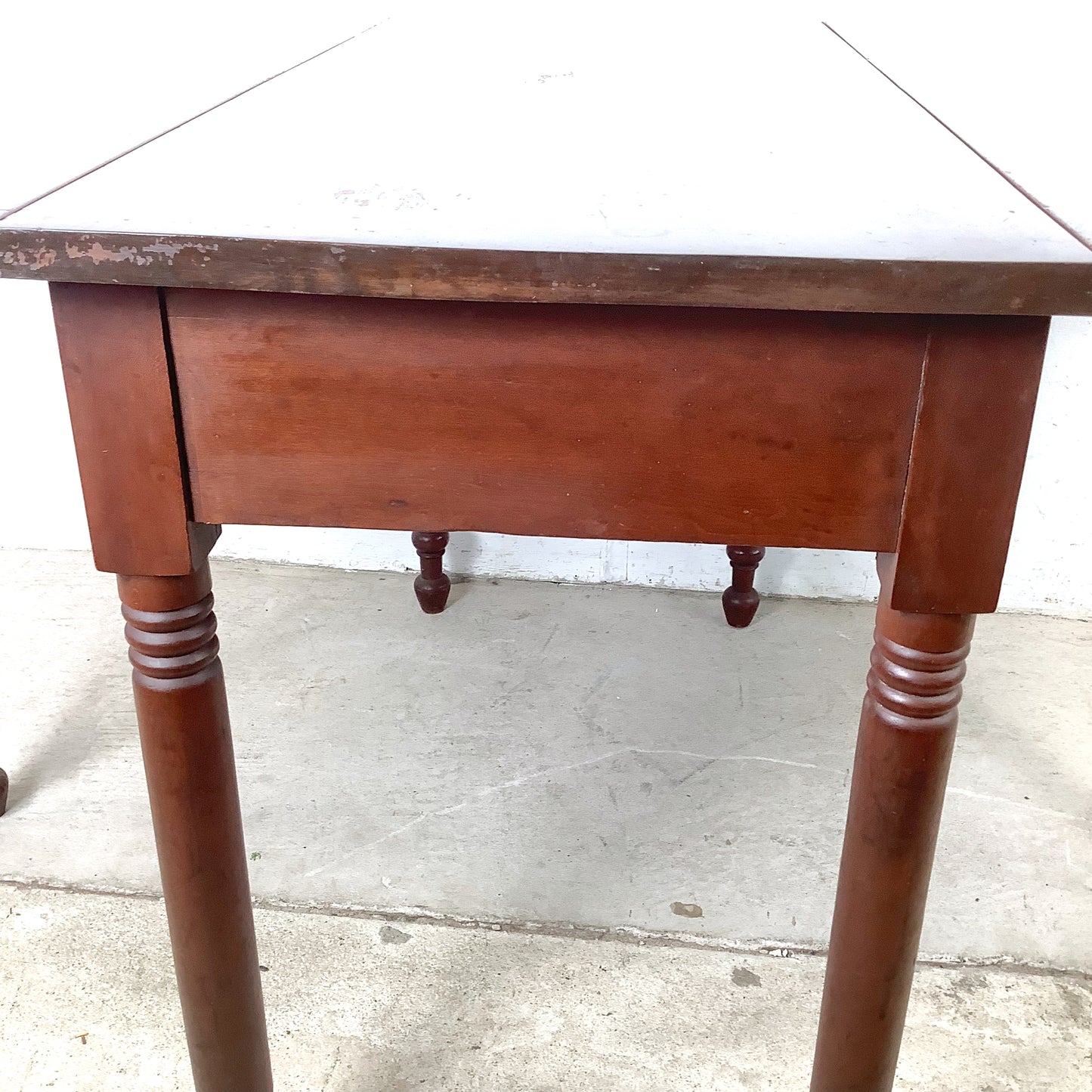 American Empire-Style Walnut Drop-Leaf Gate-Leg Table — Solid Wood, Single Drawer