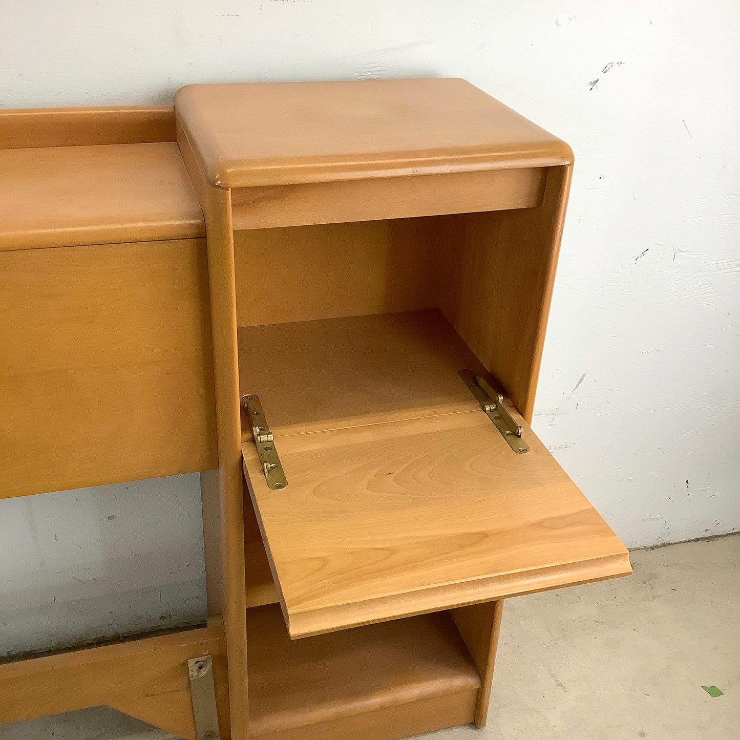 Vintage Storage Headboard With Built in Nightstands by Heywood-Wakefield