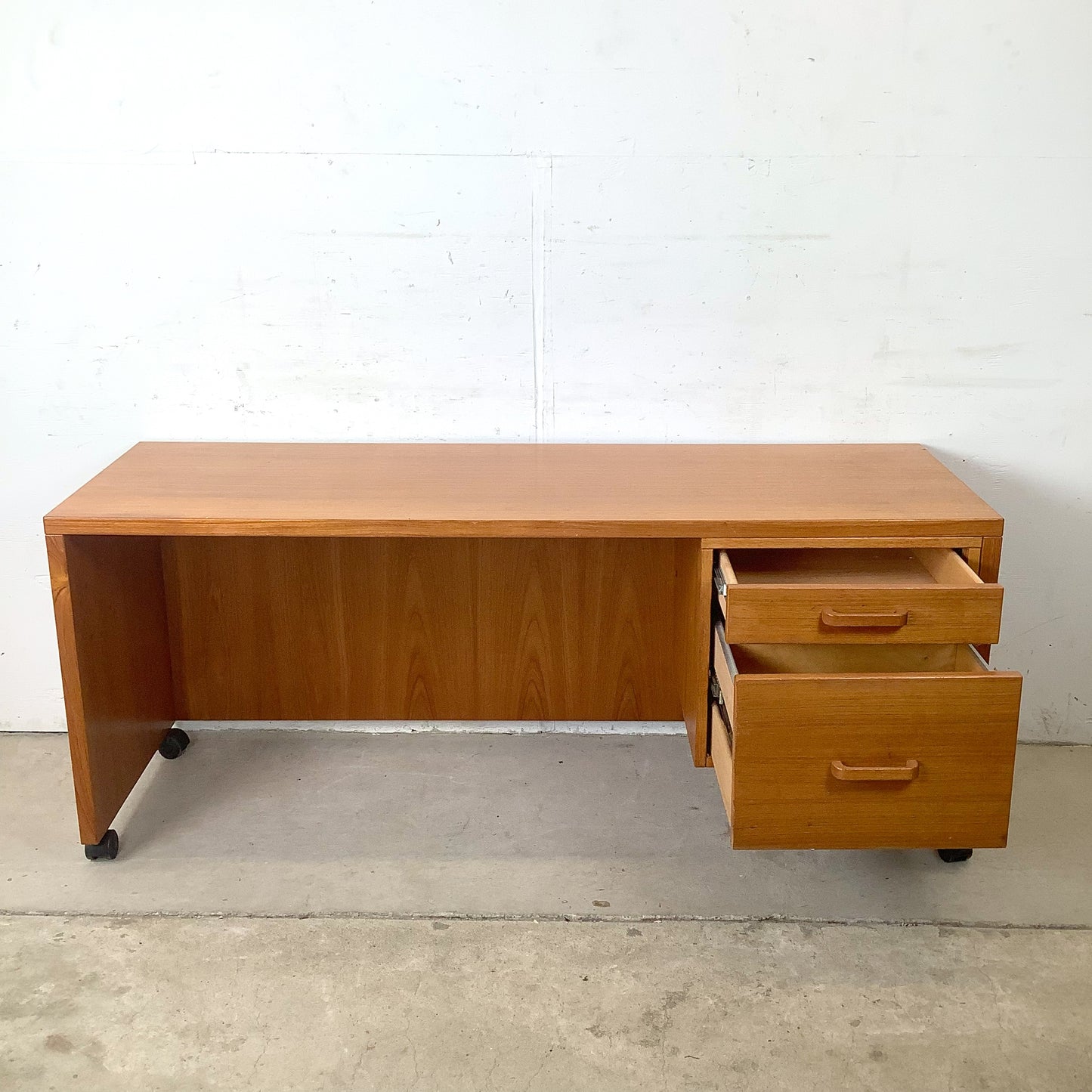 Mid-Century Danish Modern Teak Single Pedestal Writing Desk