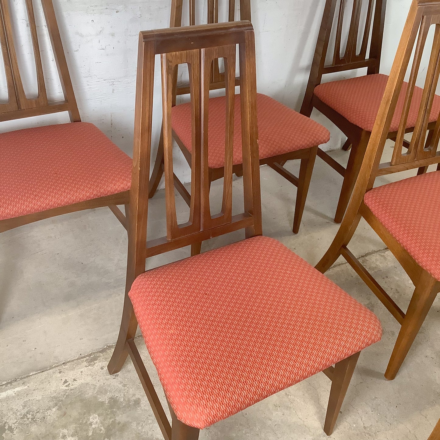 Young Manufacturing attr. Walnut High-Back Dining Chairs — A Set of Six MCM Chairs
