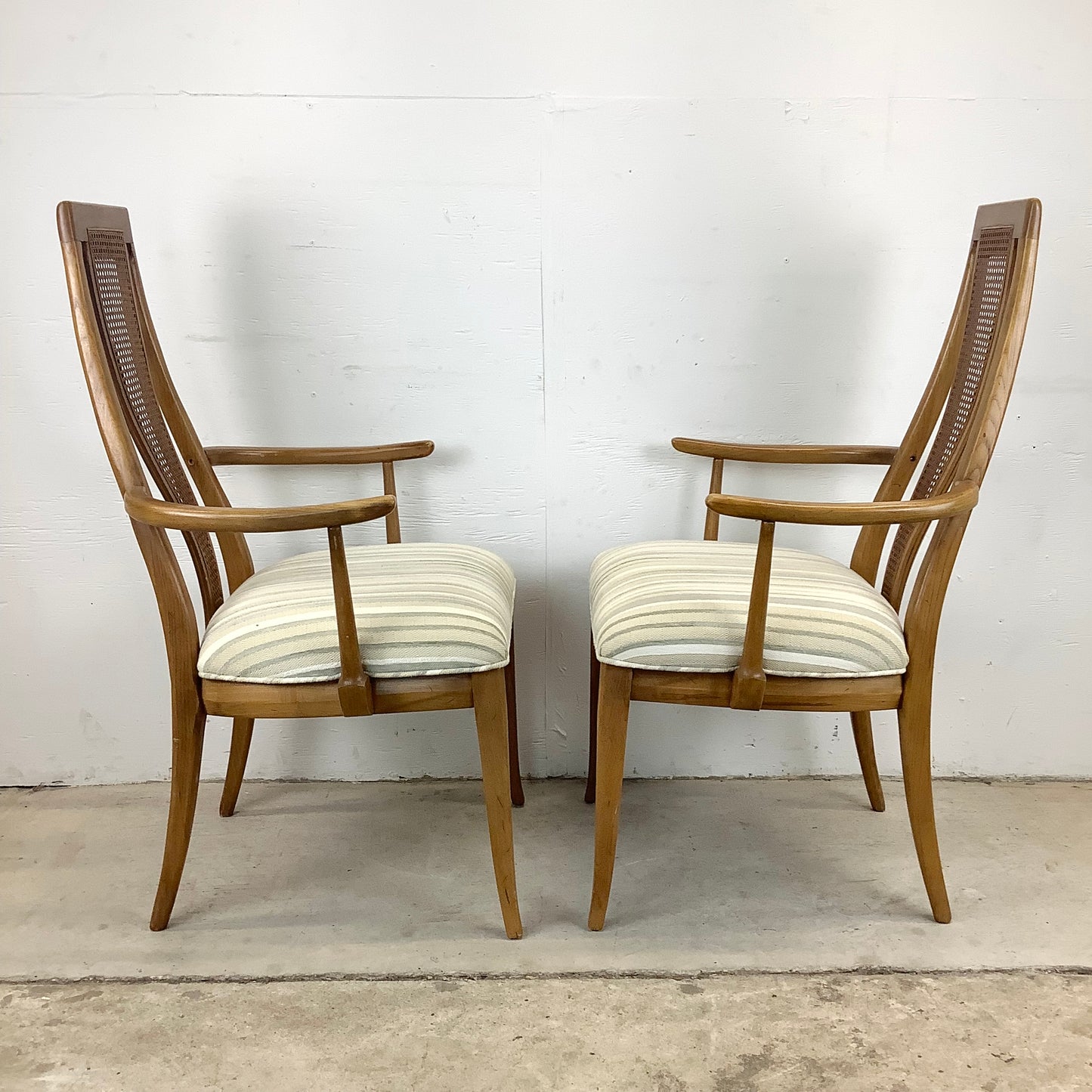 Vintage Highback Cane Detail Dining Chairs- Six