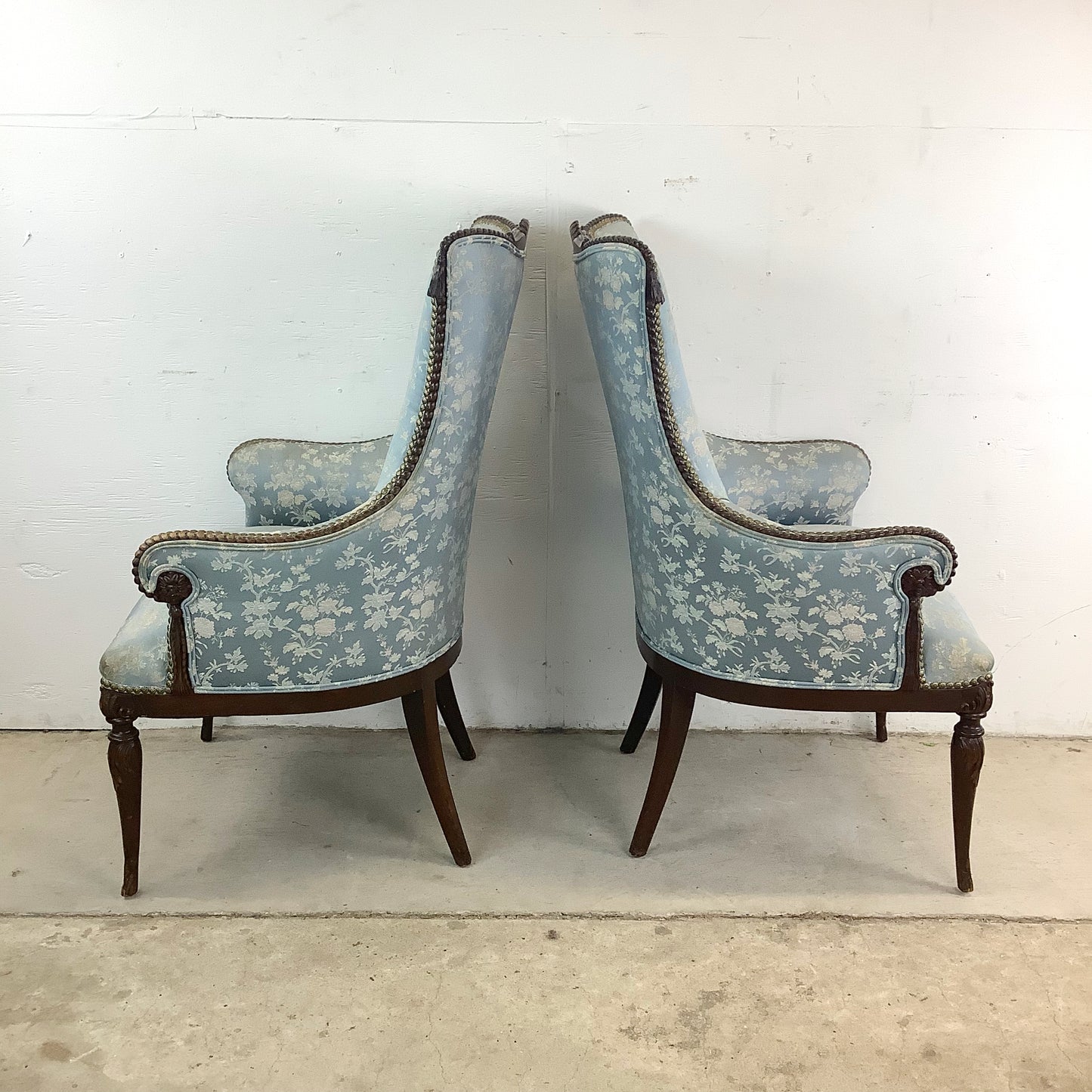 Pair Antique Pale Blue Armchairs, Louis XVI