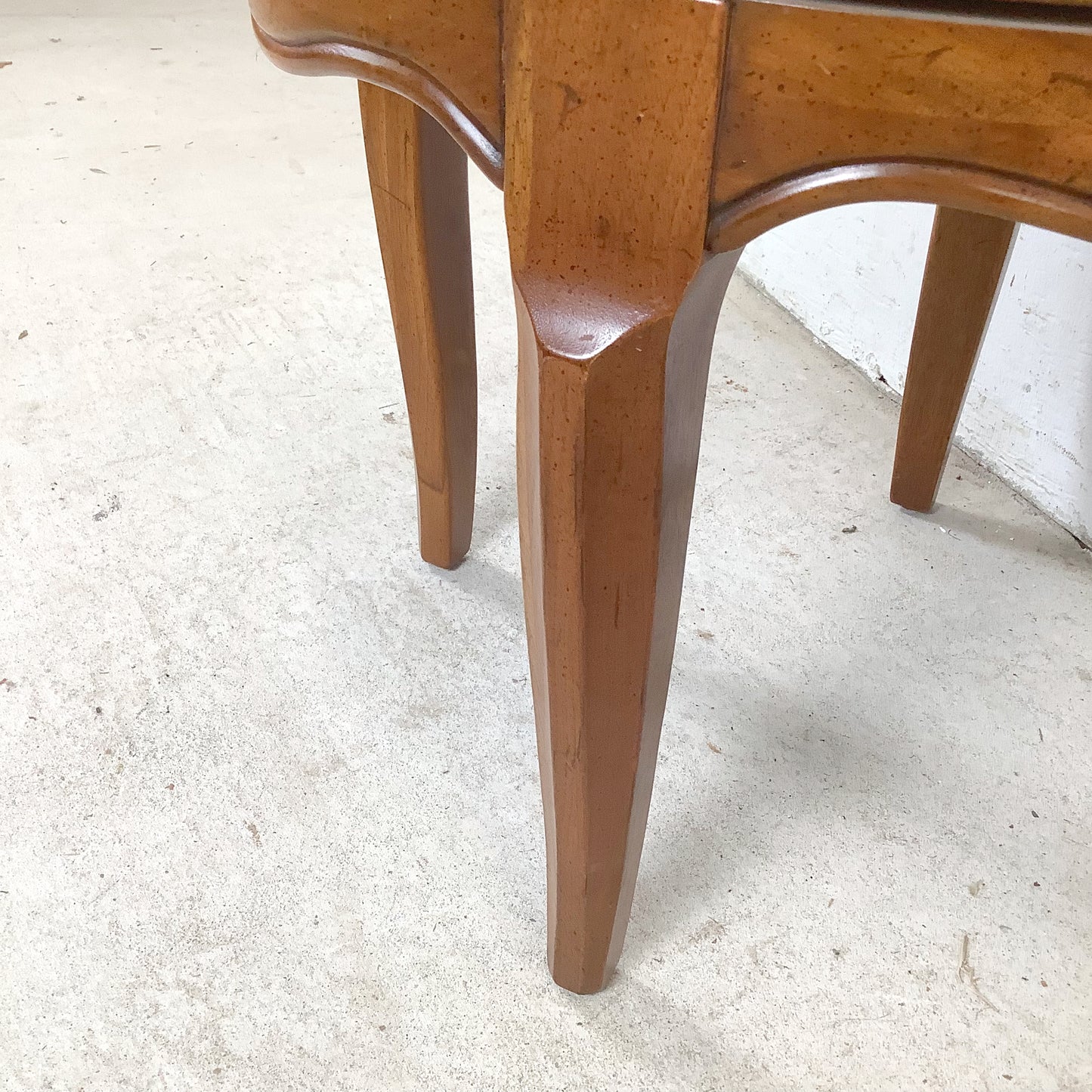 Vintage French Provincial Swivel Stool —Sage Velvet, Cabriole Legs, Mid-Century