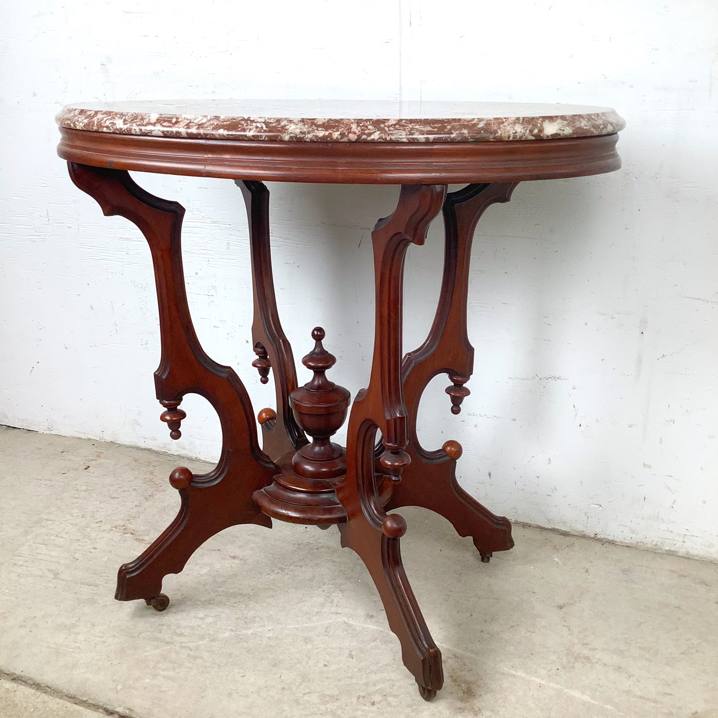 Victorian Revival Marble Top Center Table