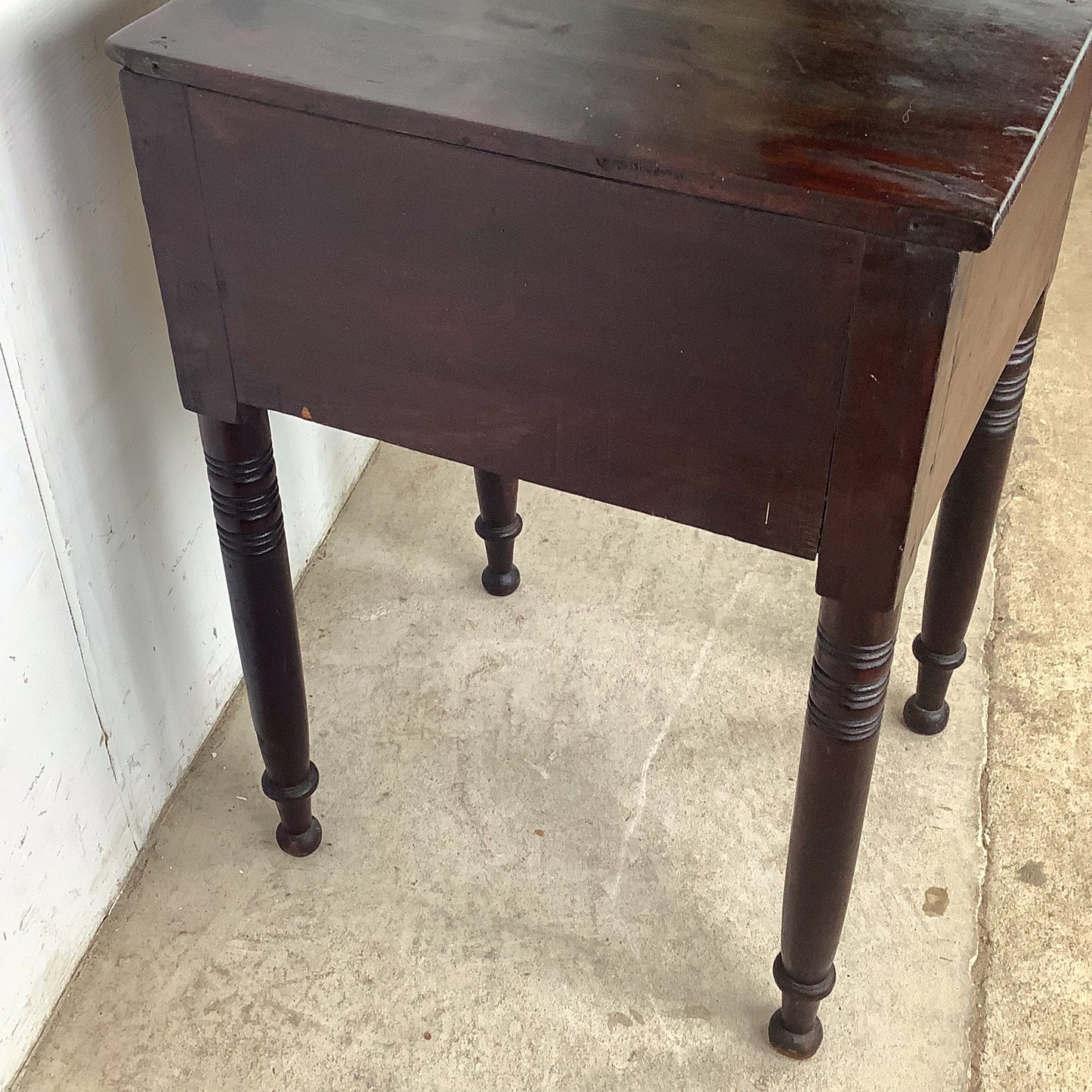 Antique American Federal Mahogany Two-Drawer Stand | Ring-Turned Legs