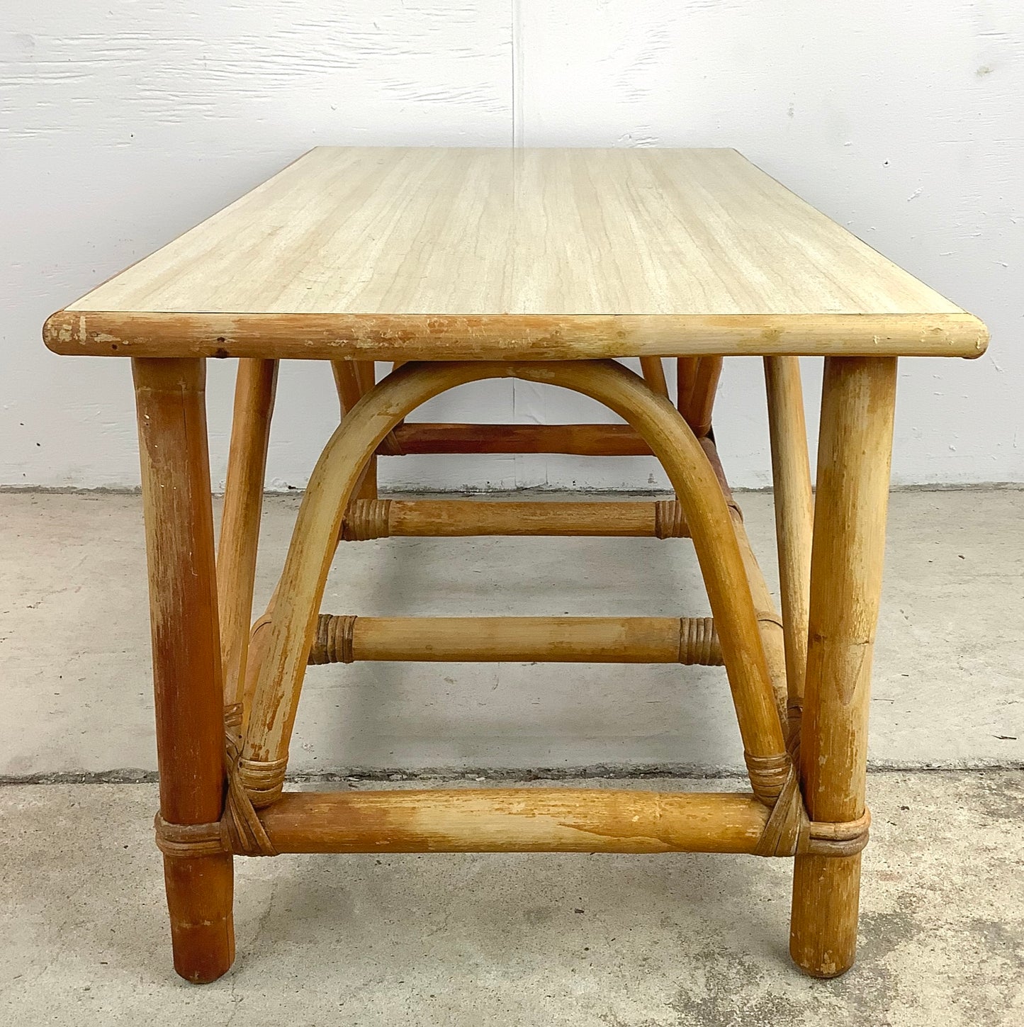 Vintage Coastal Rattan Coffee Table