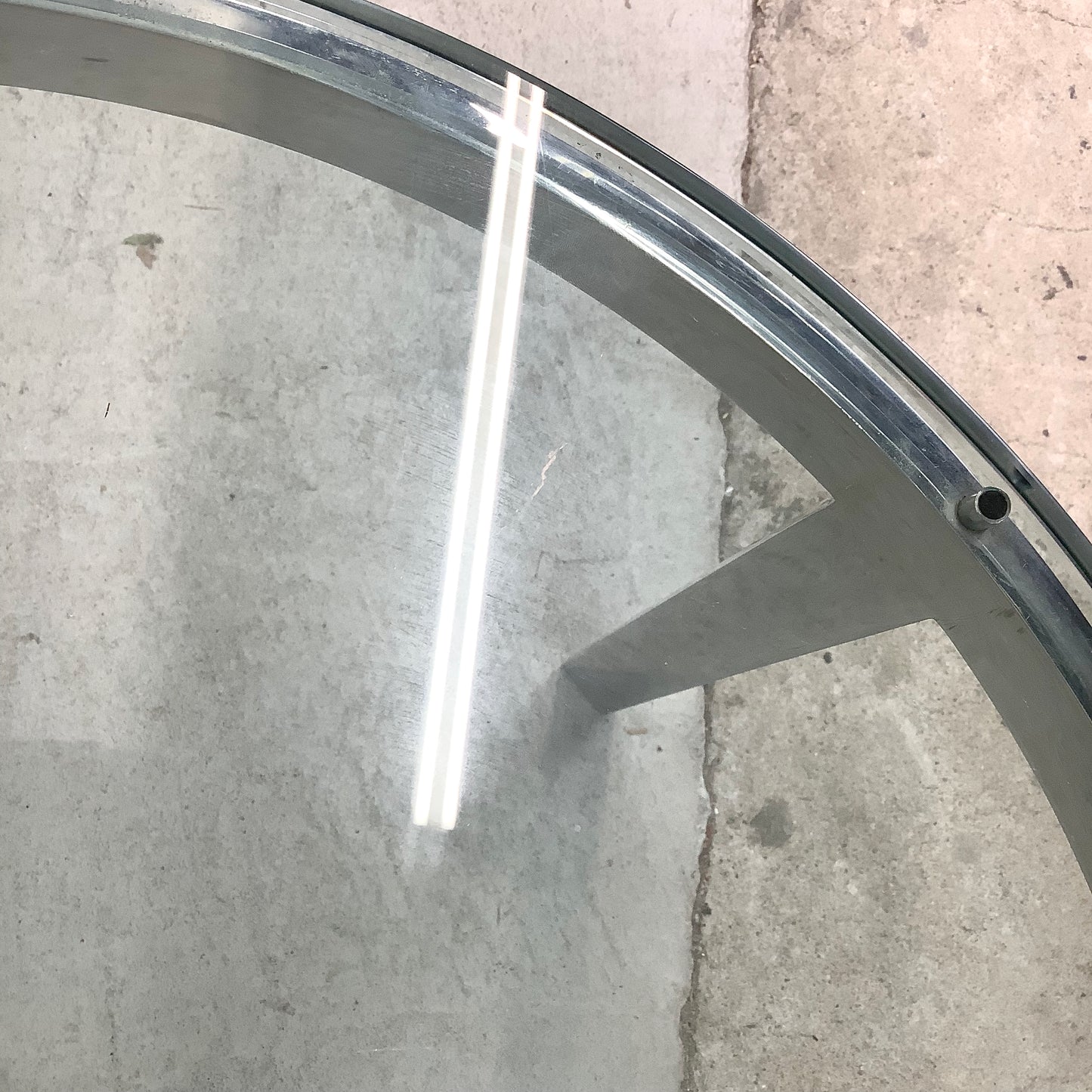 Vintage Circular Glass Top End Table with Polished Chrome Base