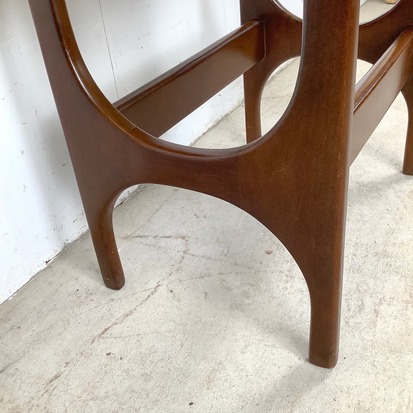 Mid-Century Organic Modern End Table With Stone Top
