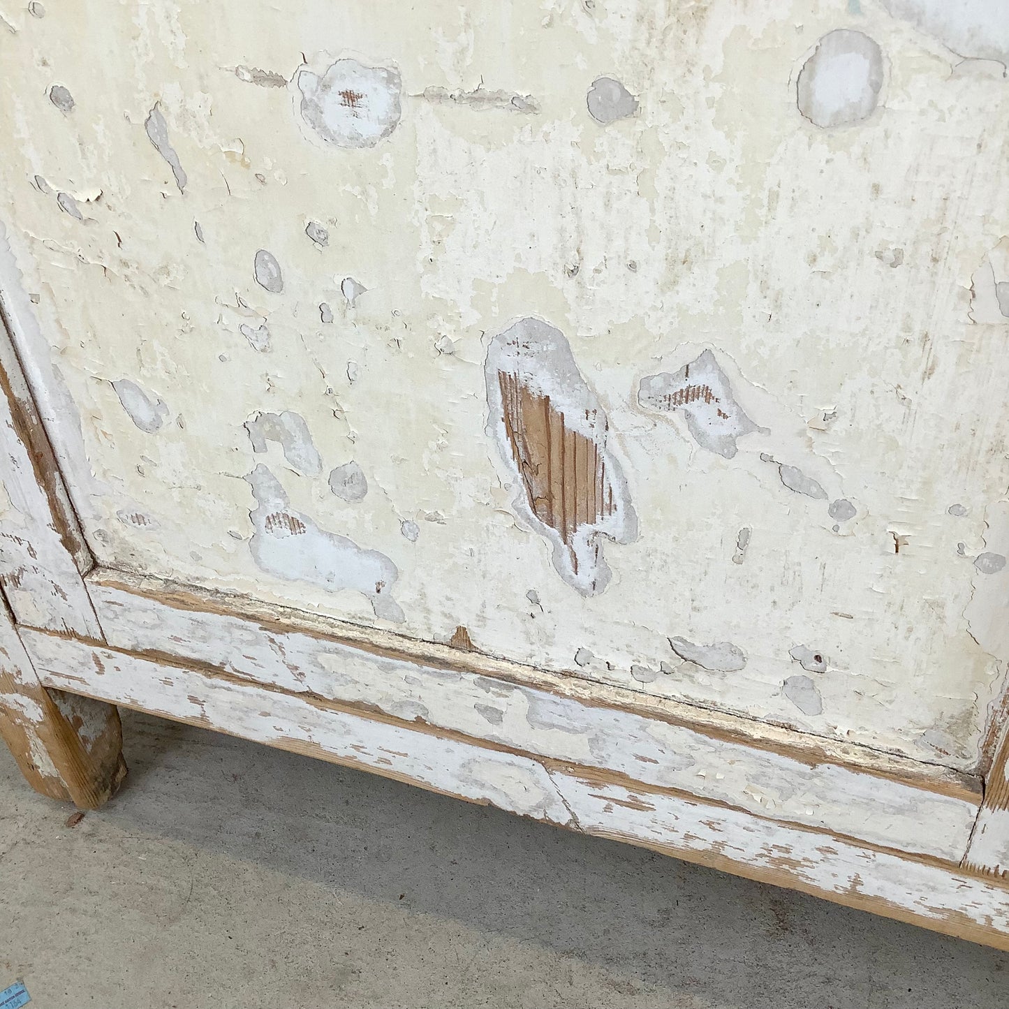Rustic 20th Century Two-Door Cabinet – Distressed White Patina with Ample Storage