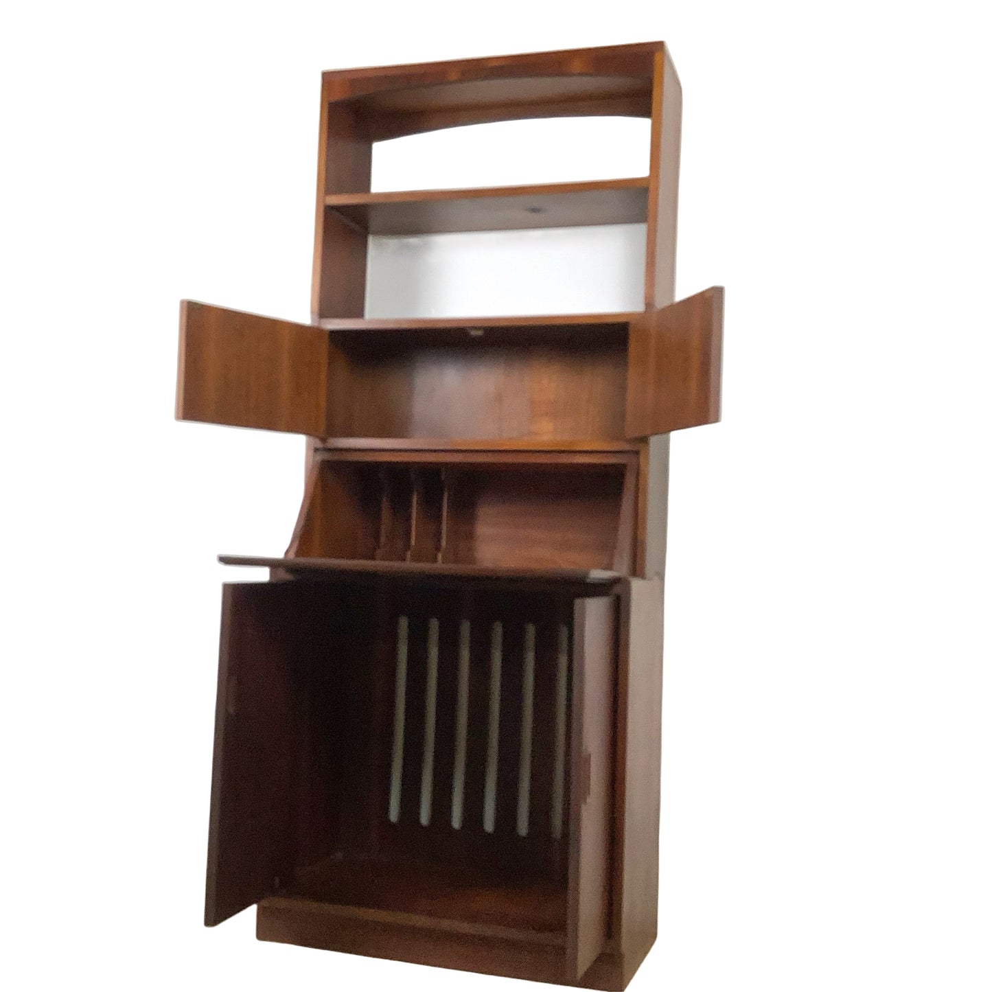 Vintage Mid-Century Modern Walnut Secretary Bookcase | Drop-Front Desk | c. 1960s