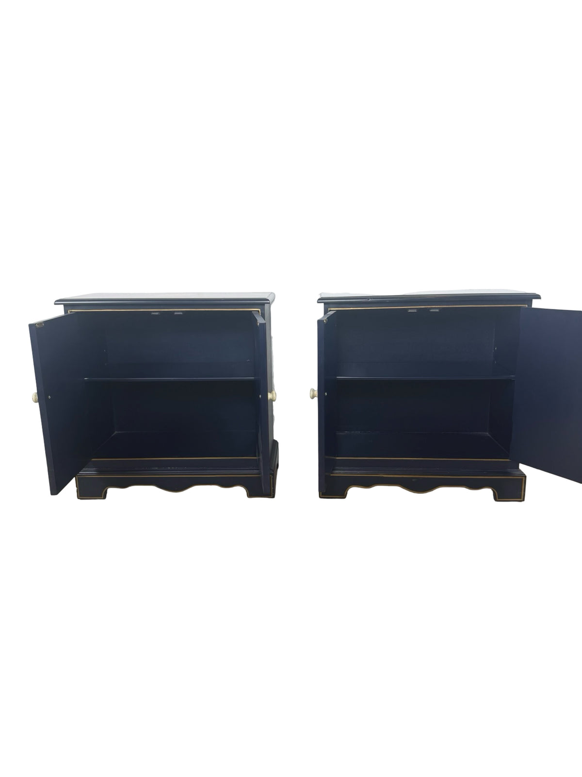 Pair of Hand-Painted Nautical Cabinets — Clipper Ship & Compass Rose Design