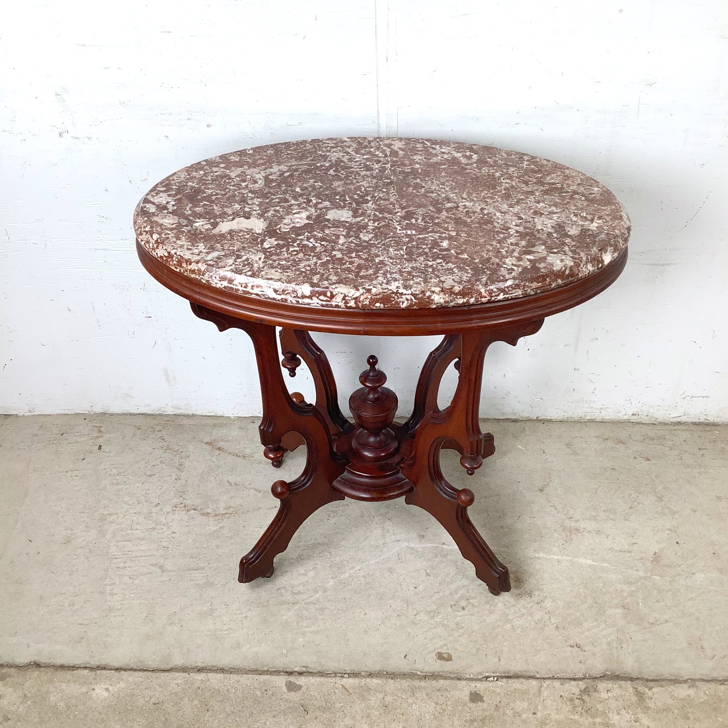 Victorian Revival Marble Top Center Table