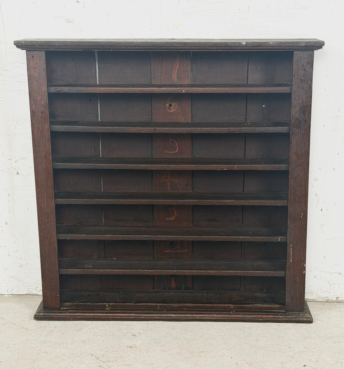 Antique Wooden Billiard Ball Display Rack, Six-Tier Game Room Shelf