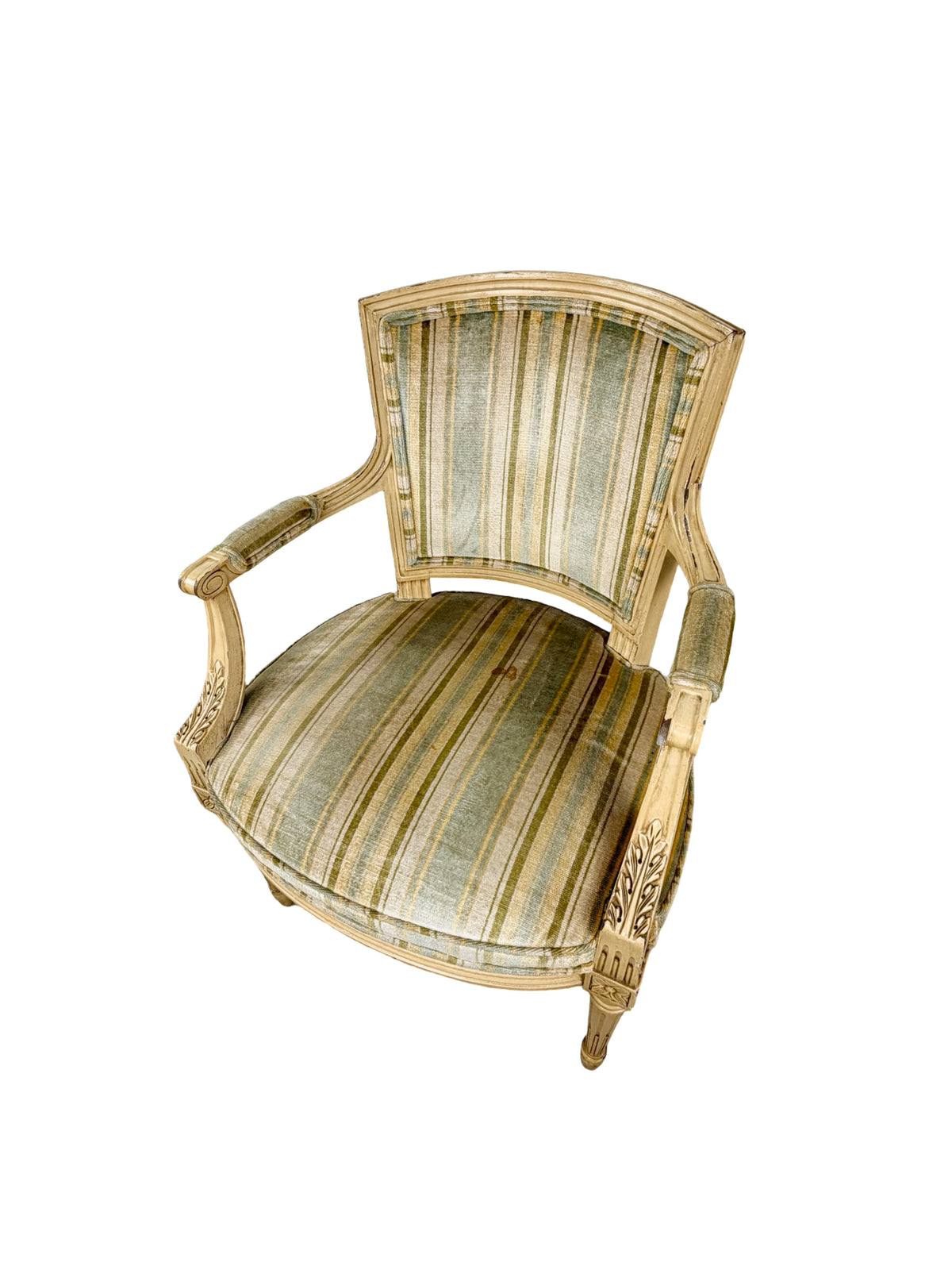 Vintage Neoclassical X-Back Side Chair with Striped Upholstered Seat