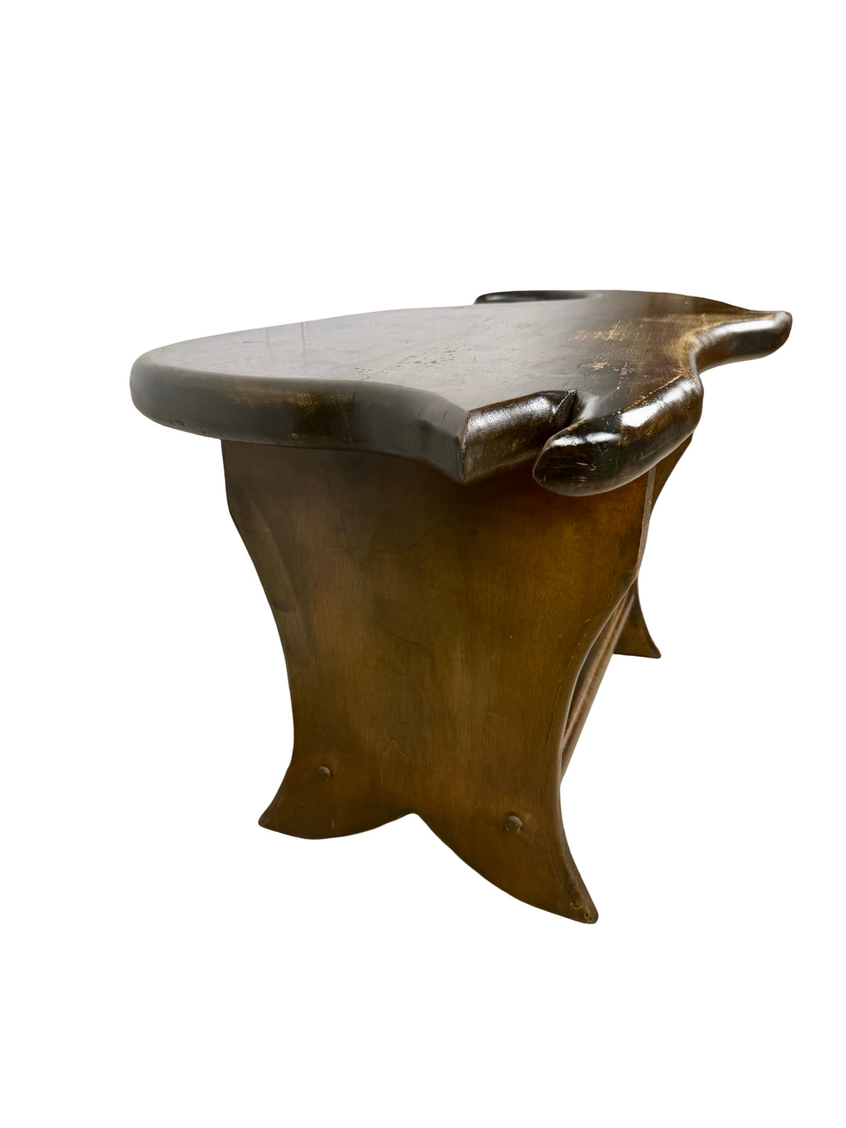 Vintage Folk Art Wooden Whale Shaped Coffee Table
