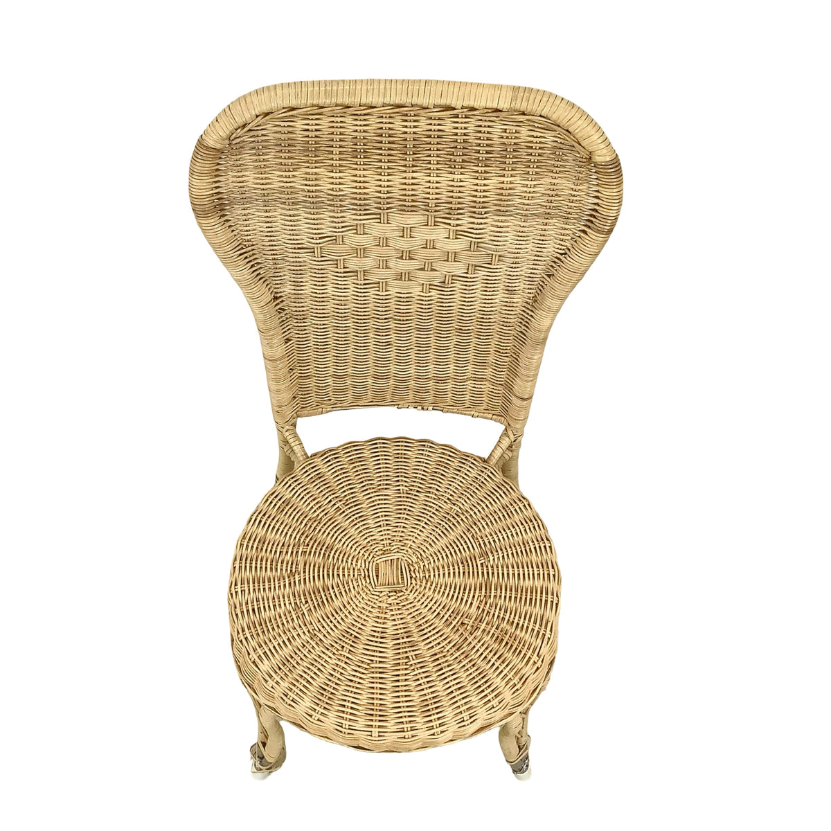 Vintage Woven Wicker & Rattan Side Chair with Cushion