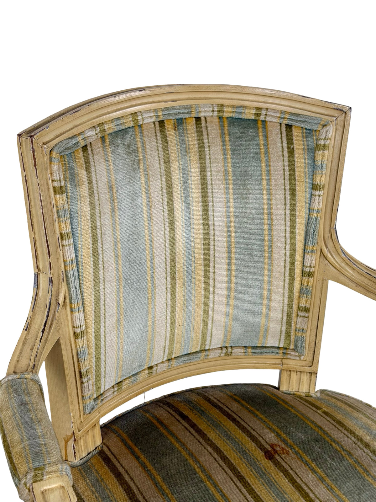 Vintage Neoclassical X-Back Side Chair with Striped Upholstered Seat