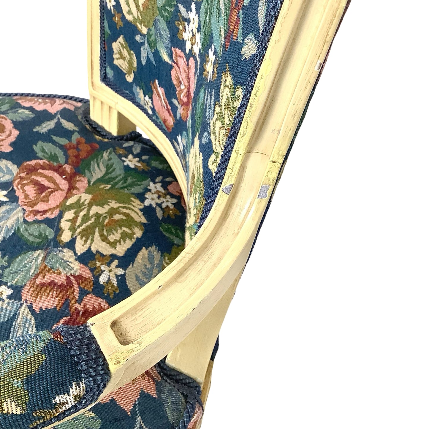 Vintage Louis XVI Style Painted Fauteuil | French Provincial Armchair  This painted fauteuil captures the timeless elegance of