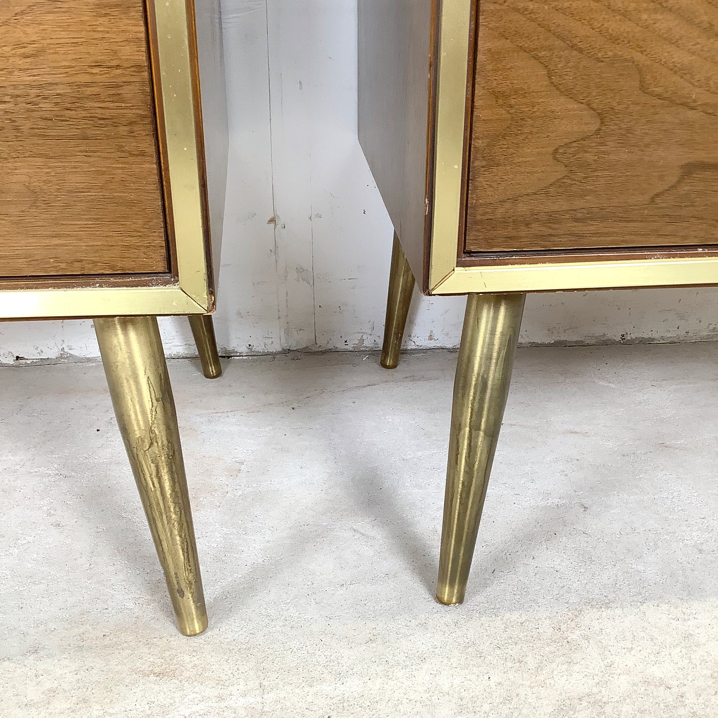 Mid-Century Brass Leg Nightstands- a Pair